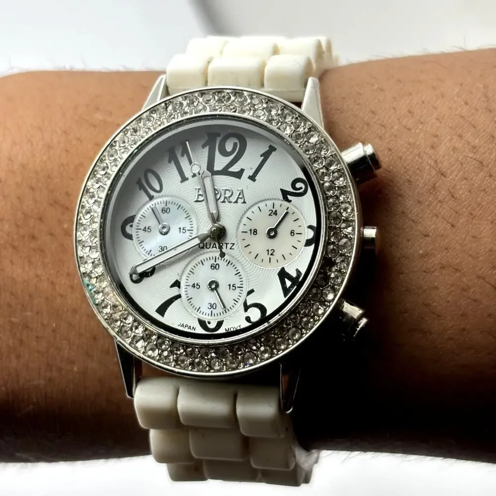 Silver & White Men's Bora  Watch